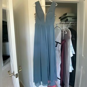 Azazie Backless Blue Dress